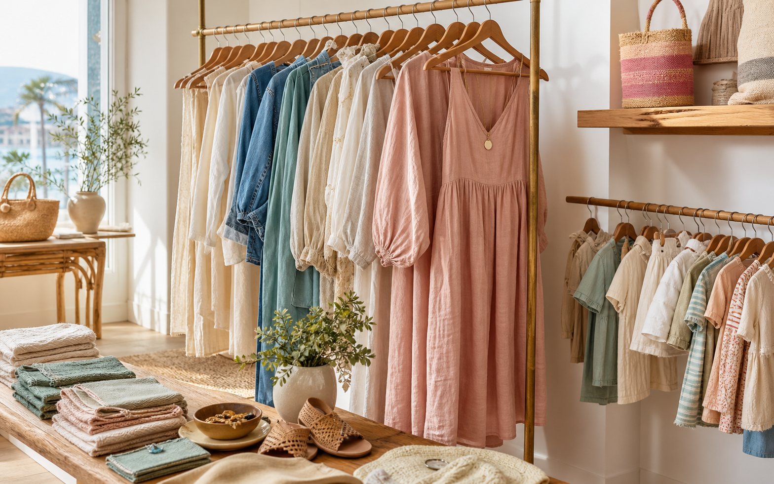 Boutique luminosa con vestidos, lino, punto y complementos en Las Palmas de Gran Canaria