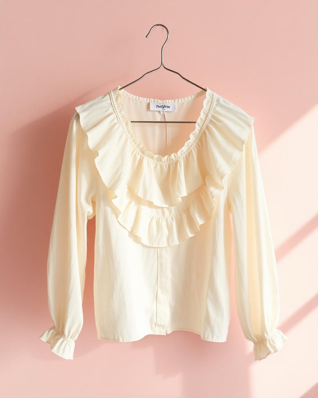 Blusa crema con volantes
