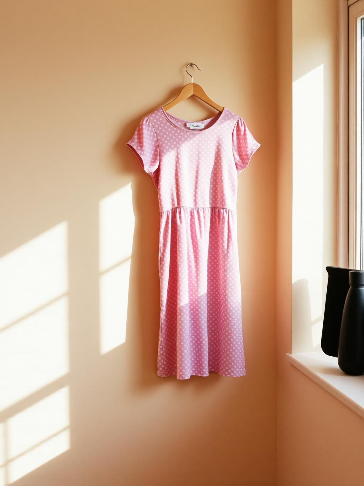 Vestido de lunares en percha, boutique Topitos Moda